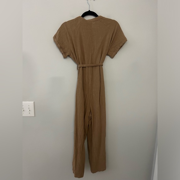 Petal & Pup Archie Tie Waist Linen Jumpsuit in Mocha Brown - Picture 3 of 7